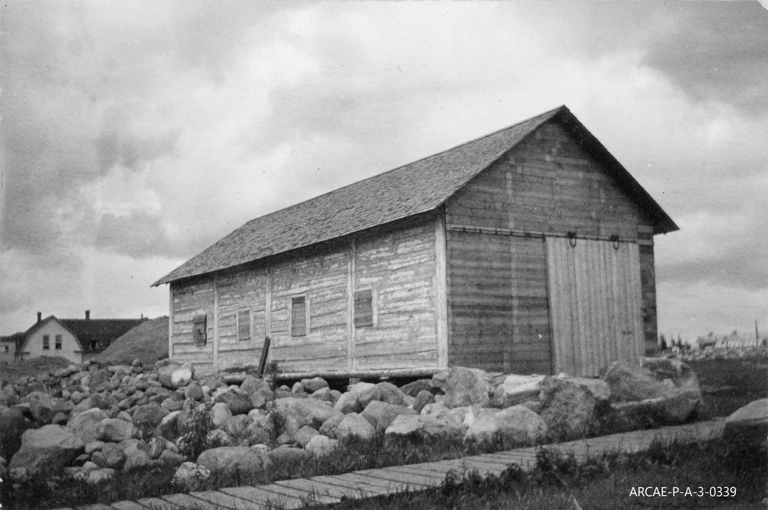 Father Lacombe's log chapel at St. Albert, original seat of the diocese.