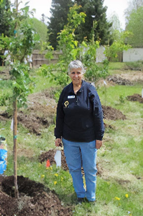 Barb Riley in garden