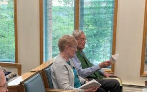 Father Maurice with his sister Agatha during this morning's Mass