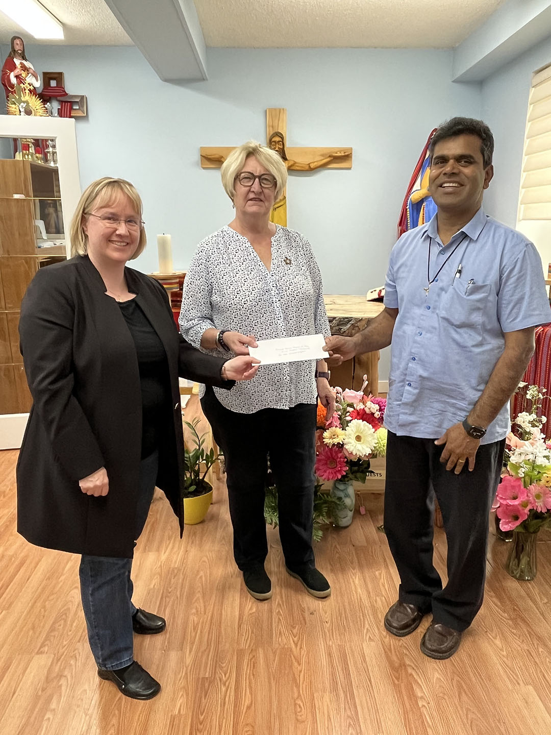 Presenting Cheque For Stained Glass Windows To Fr Susai 2022